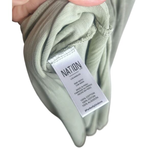 NATION Ltd Dress Size XS Womens Sage Green Knot Tie Maxi Short Sleeve Stretch - Picture 11 of 11